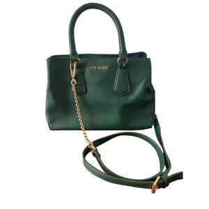 Steve Madden Green Satchel Purse Crossbody Bag Gold Chain Strap Handles